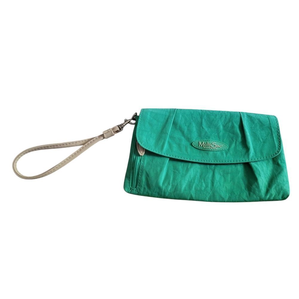 Multi Green Clutch with Wristlet and Textured Finish